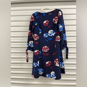 Nine West Blue A-Line Bishop Sleeve Dress